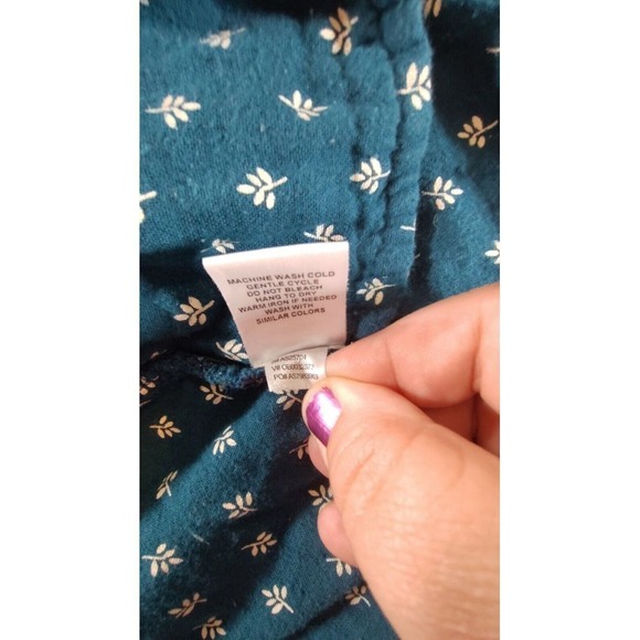 Appleseed's Womens Tunic Black Dark Green Plaid Ruffle Collar Holiday L Country - Picture 9 of 12